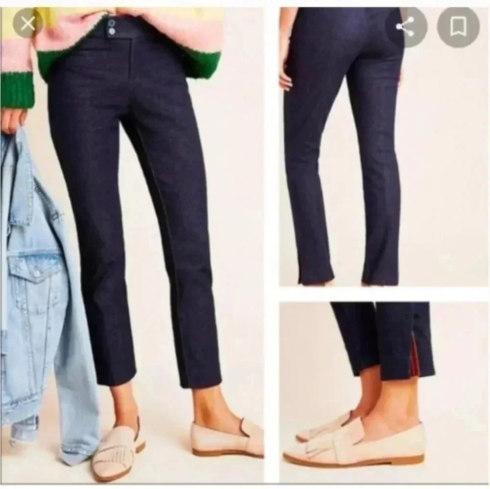 Anthropologie The Essential SLIM Fit Side Ankle Slits Denim Trouser(4)